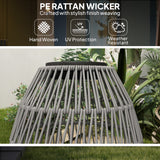 Poly Rattan Solar Powered Garden Lantern With Auto On-Off - Velmora
