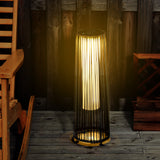 Poly Rattan Solar Powered Lights Woven Resin Wicker Lantern Auto On-Off - Velmora