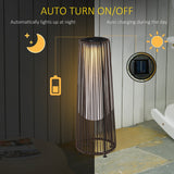 Poly Rattan Solar Powered Lights Woven Resin Wicker Lantern Auto On-Off - Velmora