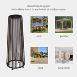 Poly Rattan Solar Powered Lights Woven Resin Wicker Lantern Auto On-Off - Velmora