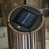 Poly Rattan Solar Powered Lights Woven Resin Wicker Lantern Auto On-Off - Velmora