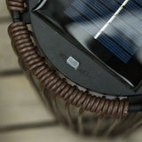 Poly Rattan Solar Powered Lights Woven Resin Wicker Lantern Auto On-Off - Velmora