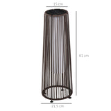 Poly Rattan Solar Powered Lights Woven Resin Wicker Lantern Auto On-Off - Velmora