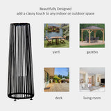Poly Rattan Solar Powered Lights Woven Resin Wicker Lantern Auto On-Off - Velmora