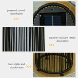 Poly Rattan Solar Powered Lights Woven Resin Wicker Lantern Auto On-Off - Velmora
