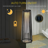 Poly Rattan Solar Powered Lights Woven Resin Wicker Lantern Auto On-Off - Velmora