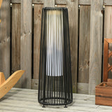 Poly Rattan Solar Powered Lights Woven Resin Wicker Lantern Auto On-Off - Velmora