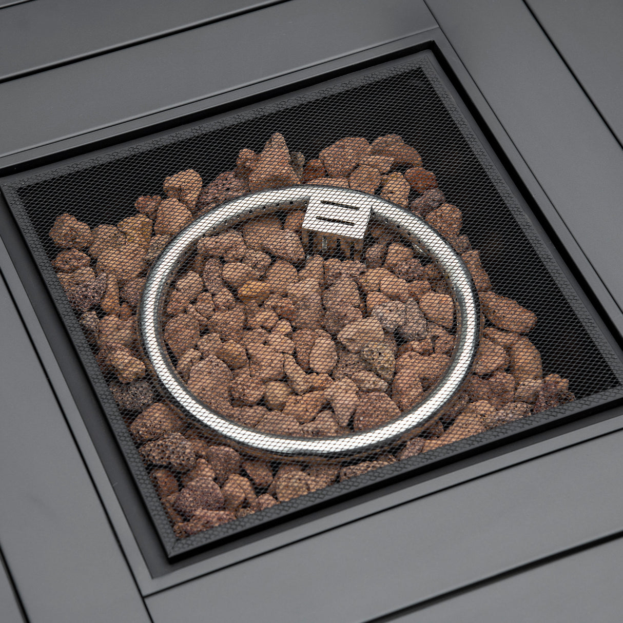 Poly Rattan Square Propane Gas Heater Fire Pit Table With Rain Cover And Mesh Lid - Velmora