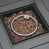 Poly Rattan Square Propane Gas Heater Fire Pit Table With Rain Cover And Mesh Lid - Velmora