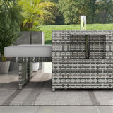 Poly Rattan Sun Lounger in Set 2 With Storage Tea Table And Footstools - Velmora