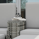 Poly Rattan Sun Lounger in Set 2 With Storage Tea Table And Footstools - Velmora