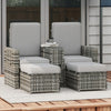 Poly Rattan Sun Lounger in Set 2 With Storage Tea Table And Footstools - Velmora