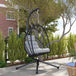 Poly Rattan Swing Chair With Foldable Basket and Cushion - Velmora