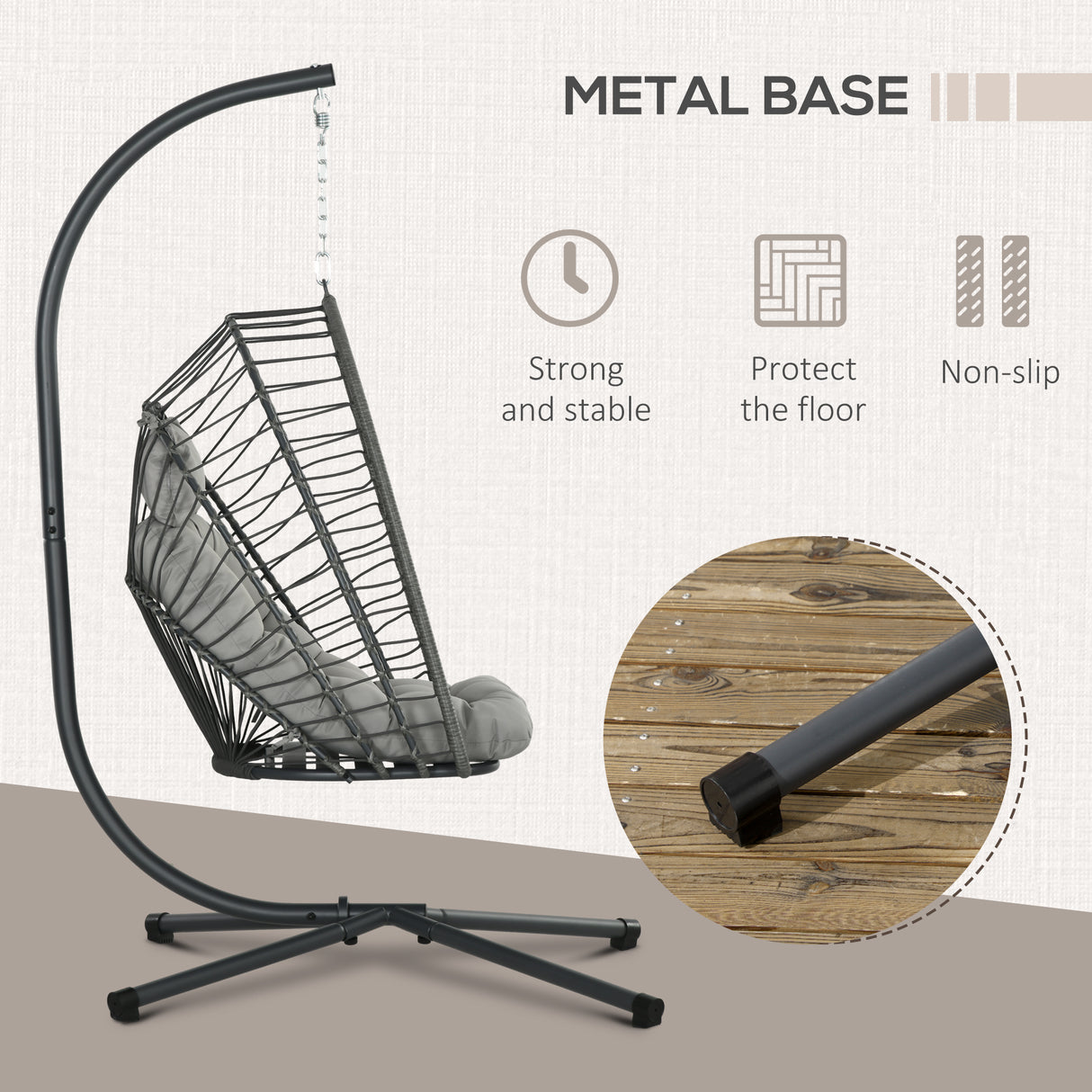 Poly Rattan Swing Chair With Foldable Basket and Cushion - Velmora