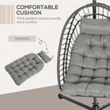 Poly Rattan Swing Chair With Foldable Basket and Cushion - Velmora
