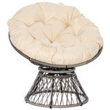 Poly Rattan Swivel Papasan Moon Lounge Garden Bowl Chair Round - Velmora