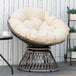 Poly Rattan Swivel Papasan Moon Lounge Garden Bowl Chair Round - Velmora