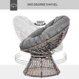 Poly Rattan Swivel Papasan Moon Lounge Garden Bowl Chair Round - Velmora