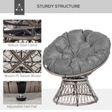 Poly Rattan Swivel Papasan Moon Lounge Garden Bowl Chair Round - Velmora
