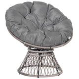 Poly Rattan Swivel Papasan Moon Lounge Garden Bowl Chair Round - Velmora