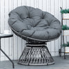 Poly Rattan Swivel Papasan Moon Lounge Garden Bowl Chair Round - Velmora