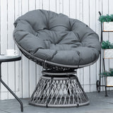 Poly Rattan Swivel Papasan Moon Lounge Garden Bowl Chair Round - Velmora