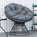 Poly Rattan Swivel Papasan Moon Lounge Garden Bowl Chair Round - Velmora