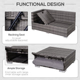 Poly Rattan Wicker 3 Pieces Conversation Chaise Lounge Garden Sofa Set - Velmora