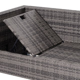 Poly Rattan Wicker 3 Pieces Conversation Chaise Lounge Garden Sofa Set - Velmora