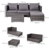 Poly Rattan Wicker 3 Pieces Conversation Chaise Lounge Garden Sofa Set - Velmora