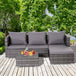 Poly Rattan Wicker 3 Pieces Conversation Chaise Lounge Garden Sofa Set - Velmora