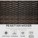 Poly Rattan Wicker 3 Pieces Conversation Chaise Lounge Garden Sofa Set - Velmora