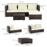 Poly Rattan Wicker 3 Pieces Conversation Chaise Lounge Garden Sofa Set - Velmora