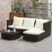 Poly Rattan Wicker 3 Pieces Conversation Chaise Lounge Garden Sofa Set - Velmora