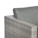 Poly Rattan Wicker 3 Pieces Conversation Chaise Lounge Garden Sofa Set - Velmora