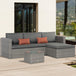 Poly Rattan Wicker 3 Pieces Conversation Chaise Lounge Garden Sofa Set - Velmora