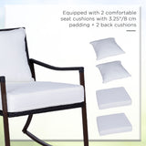 Poly Rattan Wicker 3 Pieces Garden Bistro Set With 2 Rocking Chairs - Velmora
