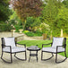 Poly Rattan Wicker 3 Pieces Garden Bistro Set With 2 Rocking Chairs - Velmora