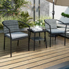 Poly Rattan Wicker 3 Pieces Garden Bistro Set With Cushions And Glass Top Coffee Table - Velmora