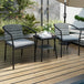 Poly Rattan Wicker 3 Pieces Garden Bistro Set With Cushions And Glass Top Coffee Table - Velmora