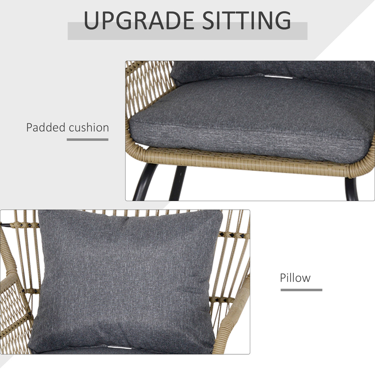 Poly Rattan Wicker 3 Pieces Garden Bistro Set With Cushions - Velmora