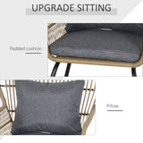 Poly Rattan Wicker 3 Pieces Garden Bistro Set With Cushions - Velmora