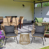 Poly Rattan Wicker 3 Pieces Garden Bistro Set With Cushions - Velmora