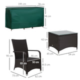 Poly Rattan Wicker 3 Pieces Garden Bistro Set With Furniture Cover - Velmora