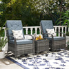 Poly Rattan Wicker 3 Pieces Garden Bistro Set With Furniture Cover - Velmora