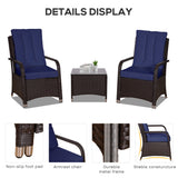 Poly Rattan Wicker 3 Pieces Garden Bistro Set With Furniture Cover - Velmora