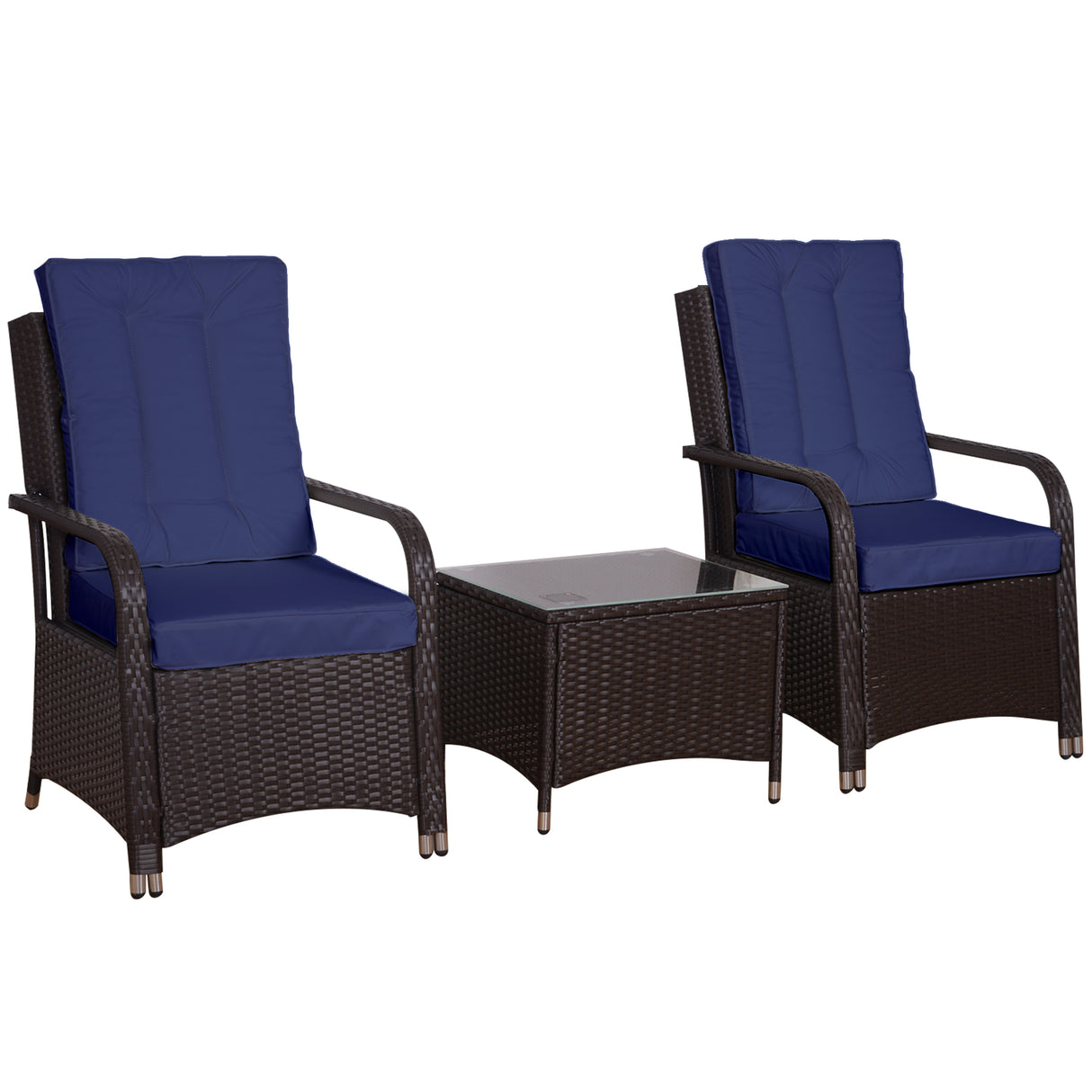 Poly Rattan Wicker 3 Pieces Garden Bistro Set With Furniture Cover - Velmora
