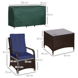 Poly Rattan Wicker 3 Pieces Garden Bistro Set With Furniture Cover - Velmora