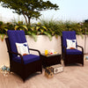 Poly Rattan Wicker 3 Pieces Garden Bistro Set With Furniture Cover - Velmora
