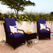 Poly Rattan Wicker 3 Pieces Garden Bistro Set With Furniture Cover - Velmora
